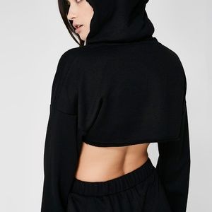 Oversized Black Cropped Hoodie